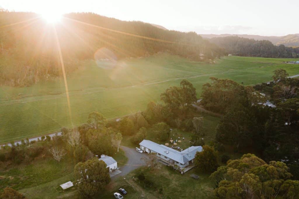 Opoutere Farmhouse from above