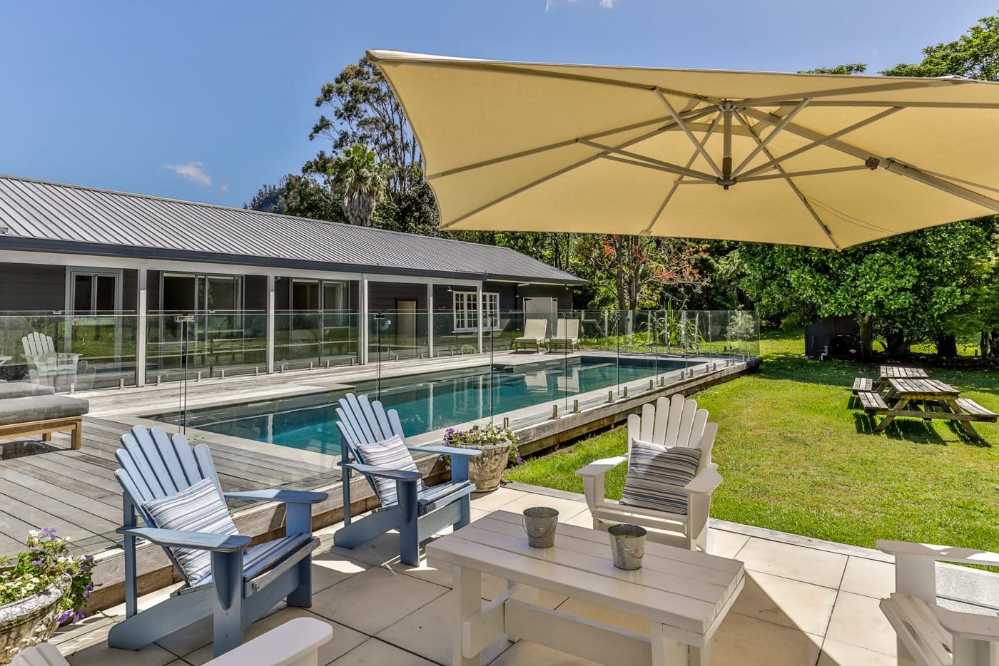 Swimming pool and lawn