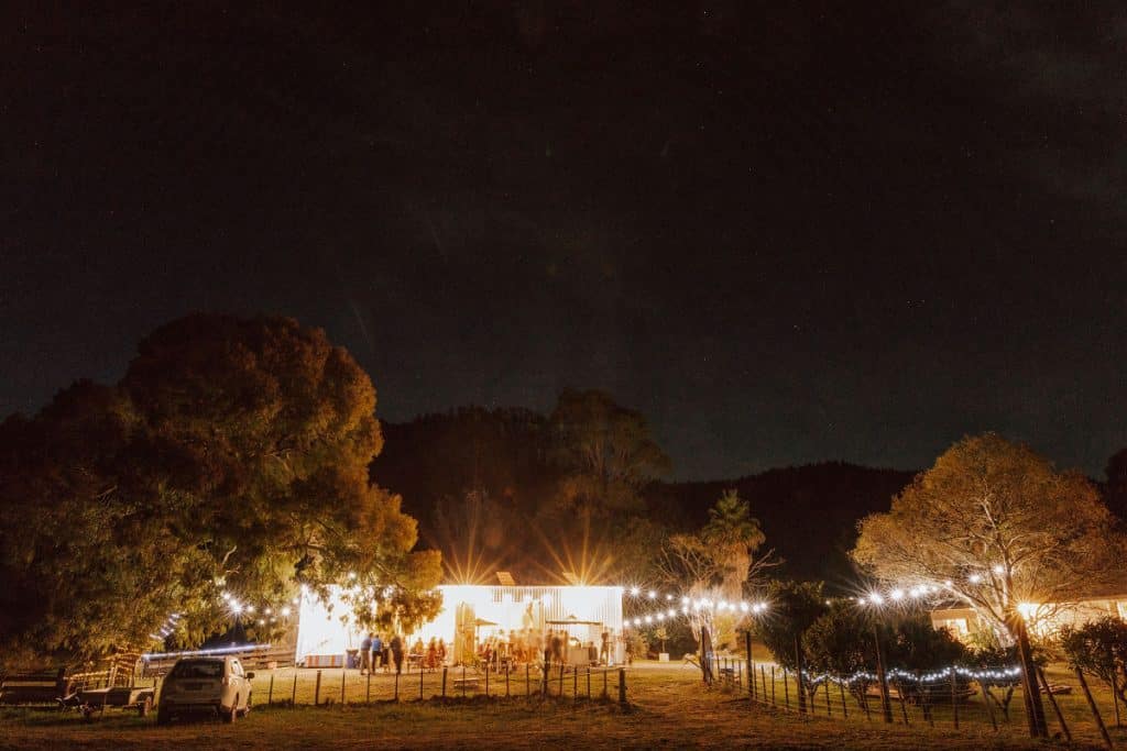 The venue at night